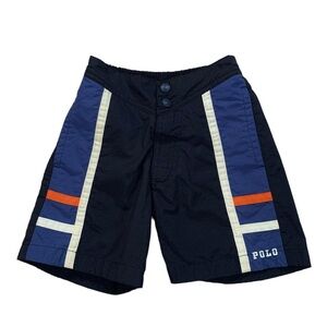 Vintage Polo Ralph Lauren Baby Blue White Orange Bathing Suit Swim Shorts Size 4